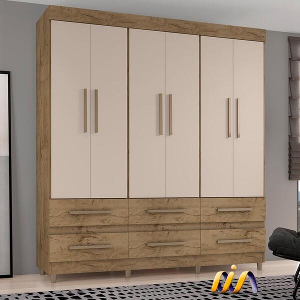 Roupeiro Casal 6 Portas 6 Gavetas Demolição Baunilha 6602089