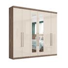 Roupeiro Casal 6 Portas Com Espelho Moli Castanha Off White