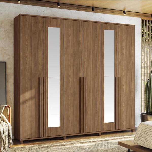 Roupeiro Casal 6 Portas Com Espelhos Manchester Jatobá