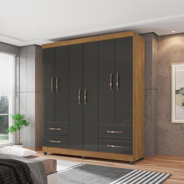 Roupeiro Casal 6 Portas Lins Freijó Grafite