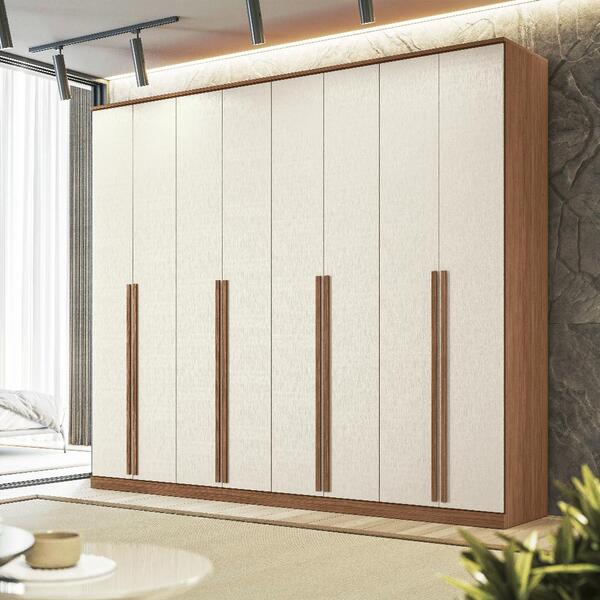 Roupeiro Casal 8 Portas Com Espelho Piemonte Jatobá Areia