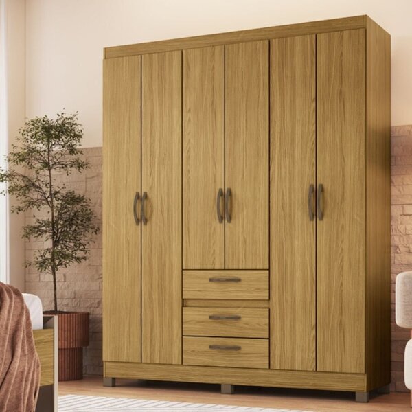 Roupeiro Casal Com 6 Portas E 3 Gavetas Rp3638 Ipê