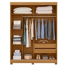 Roupeiro Casal Finn Carvalho Preto Branco Portas Flex