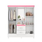 Roupeiro Casal Gaia Capelinha Branco/rosa Flex Shop Jm