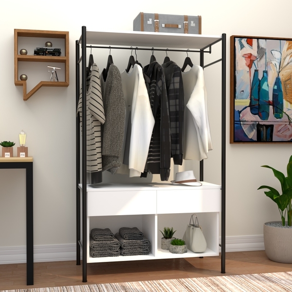 Roupeiro Casal Vintage Preto/branco Daenerys