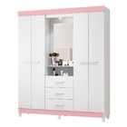 Roupeiro Charlote Branco Rosa Com Led