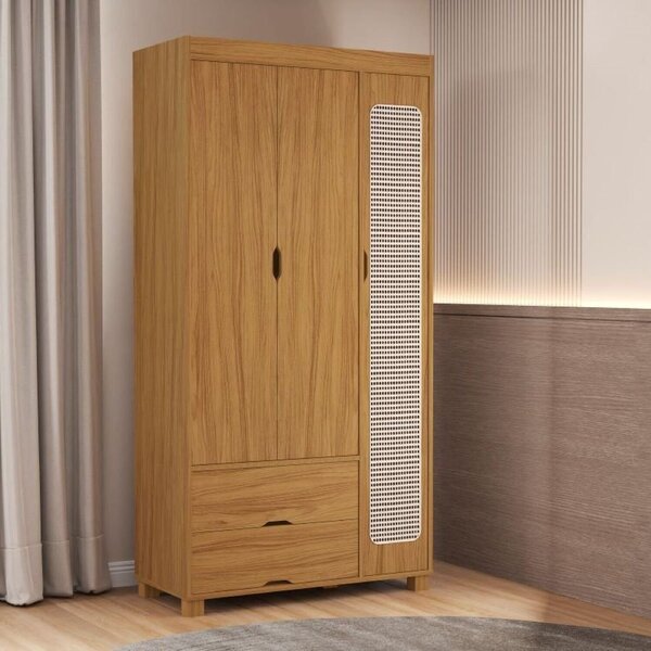 Roupeiro Clara 3 Portas E 2 Gavetas Tela Nature