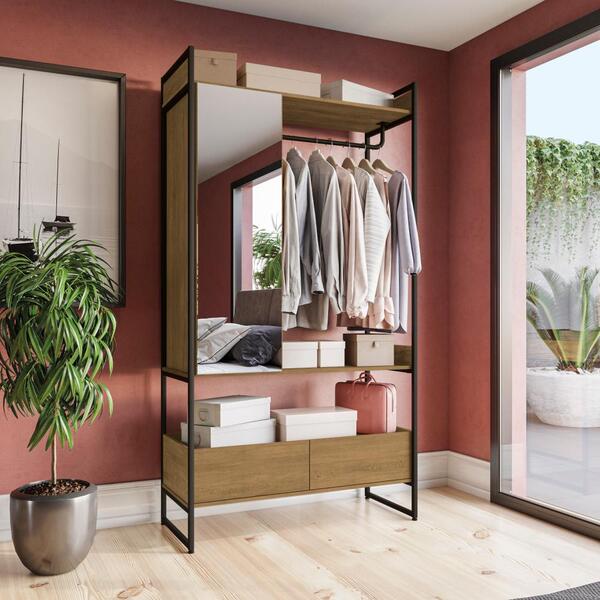 Roupeiro Closet Estilo Industrial Li029 Freijo Preto Kappesbe