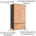 Roupeiro Com 2 Portas E 2 Gavetas Bf1007 Grafite Pinus Hec