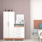 Roupeiro Com Cômoda Infantil Lari 2 Portas 4 Gavetas Branco C