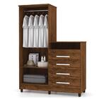 Roupeiro Com Cômoda Line 2 Portas 4 Gavetas Imbuia Rústico -