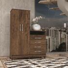 Roupeiro Com Cômoda Line 2 Portas 4 Gavetas Imbuia Rústico -