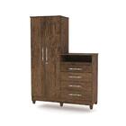 Roupeiro Com Cômoda Line 2 Portas 4 Gavetas Imbuia Rústico -