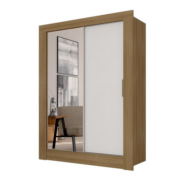 Roupeiro Com Espelho 2 Portas Correr Betina Borea/branc - M.