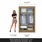 Roupeiro Com Espelho 2 Portas Correr Betina Borea/preto - M.