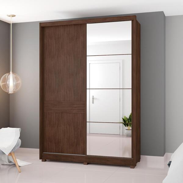 Roupeiro Com Espelho Girona Jacaranda 2 Portas