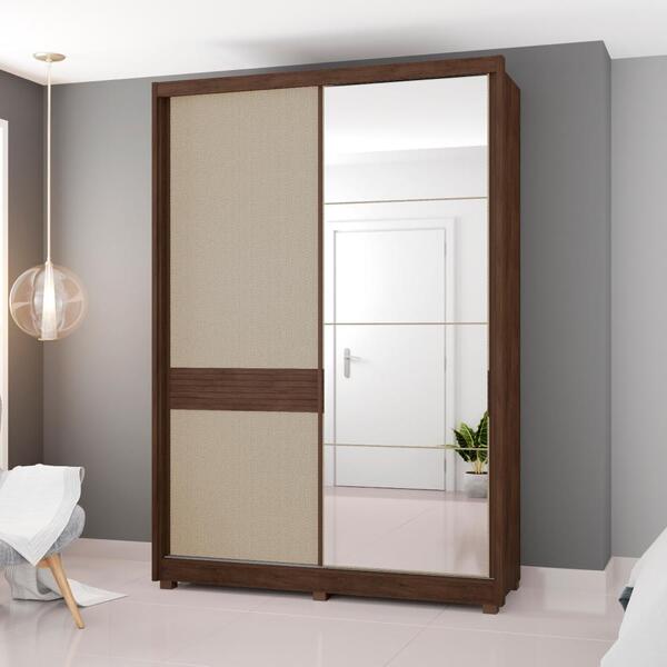 Roupeiro Com Espelho Girona Jacaranda Linho 2 Portas