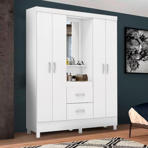 Roupeiro Com Espelho Hecate Capelinha Branco/rosa Flex Shop Jm