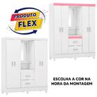 Roupeiro Com Espelho Hecate Capelinha Branco/rosa Flex Shop Jm