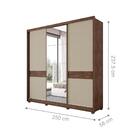 Roupeiro Com Espelho Texas Jacaranda Linho 3 Portas