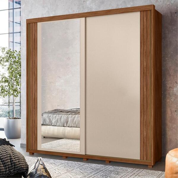 Roupeiro Com Porta E Espelho Theo Avelã/fendi Metalic