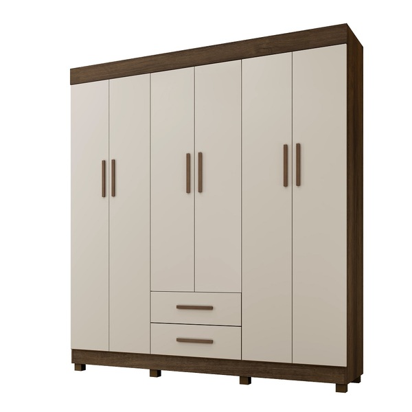 Roupeiro Copacabana New 6 Portas 2 Gavetas Benetil Imbuia-off