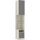 Roupeiro Criado Direito 40cm Legno Crema  1 Porta 2 Gavetas Cinza Puro 236x40,3x45cm Prime Luciane
