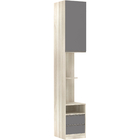 Roupeiro Criado Esquerdo 40cm Legno Crema  1 Porta 2 Gavetas Cinza Puro 236x40,3x45cm Prime Luciane