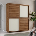 Roupeiro Damier 4 Portas De Correr Nature/off White/grafite -