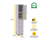 Roupeiro De Aço 1m 02 Portas C/ Prat. Pitão Pandin - Cinza