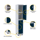 Roupeiro De Aço 1m 02 Portas C/ Prat. Pitão Pandin - Cinza/az