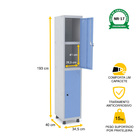 Roupeiro De Aço 1m 02 Portas C/ Prat. Pitão Pandin - Cinza/az