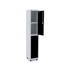 Roupeiro De Aço 1m 02 Portas C/ Prat. Pitão Pandin - Cinza/pr