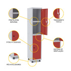 Roupeiro De Aço 1m 02 Portas C/ Prat. Pitão Pandin - Cinza/ve