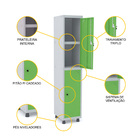 Roupeiro De Aço 1m 02 Portas C/ Prat. Pitão Pandin - Cinza/ve