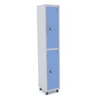 Roupeiro De Aço 1m 02 Portas Fechadura Pandin - Cinza/azul Da