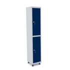 Roupeiro De Aço 1m 02 Portas Fechadura Pandin - Cinza/azul De