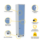 Roupeiro De Aço 1m 02 Portas Pitão Pandin - Cinza/azul Dalí