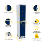 Roupeiro De Aço 1m 02 Portas Pitão Pandin - Cinza/azul Del Rey