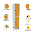 Roupeiro De Aço 1m 02 Portas Pitão Pandin - Cinza/laranja