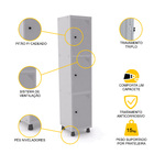 Roupeiro De Aço 1m 03 Portas Pitão Pandin - Cinza