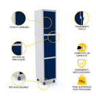 Roupeiro De Aço 1m 03 Portas Pitão Pandin - Cinza/azul Del Rey