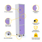 Roupeiro De Aço 1m 03 Portas Pitão Pandin - Cinza/lilás