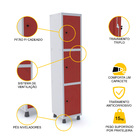 Roupeiro De Aço 1m 03 Portas Pitão Pandin - Cinza/vermelho