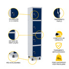 Roupeiro De Aço 1m 04 Portas Fechadura Pandin - Cinza/azul De