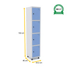 Roupeiro De Aço 1m 04 Portas Pitão Pandin - Cinza/azul Dalí