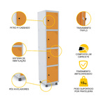 Roupeiro De Aço 1m 04 Portas Pitão Pandin - Cinza/laranja