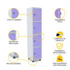 Roupeiro De Aço 1m 04 Portas Pitão Pandin - Cinza/lilás