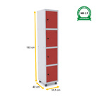 Roupeiro De Aço 1m 04 Portas Pitão Pandin - Cinza/vermelho