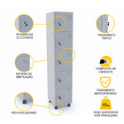 Roupeiro De Aço 1m 05 Portas Fechadura Pandin - Cinza